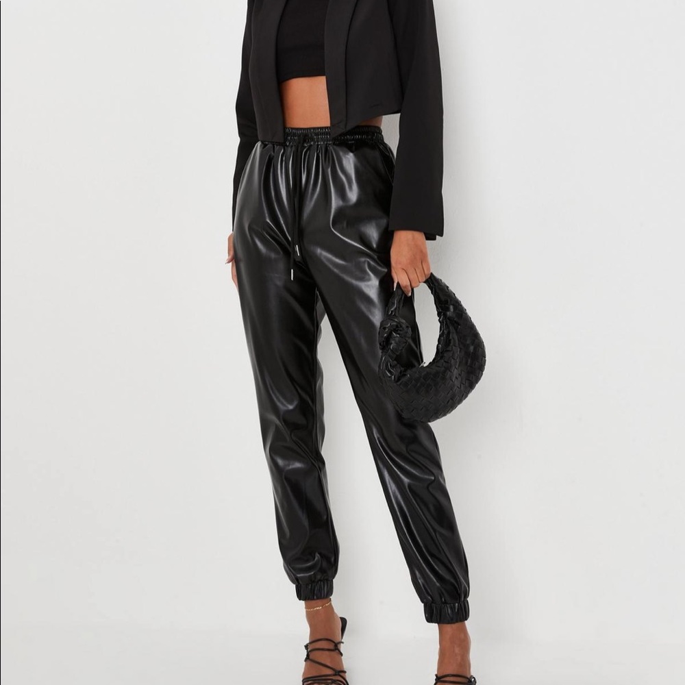Missguided faux leather jogger trousers new with tags never worn black